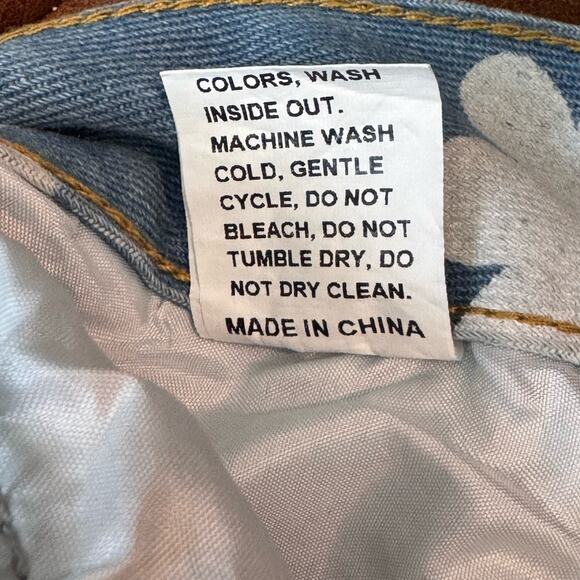 Daisy Printed Wide Leg Jeans Size‎ Medium Hippie Boho Flowers High Rise - Picture 7 of 9